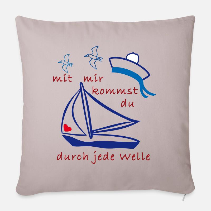 Matrose, Segelboot, segeln - Sofakissenbezug 45 x 45 cm - helles Taupe