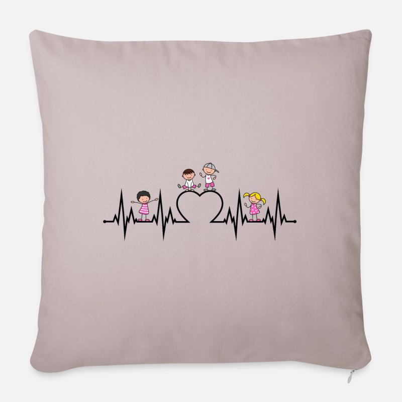 Herzschlag Herz EKG Kinder Liebe Erzieher Beruf - Sofakissenbezug 45 x 45 cm - helles Taupe