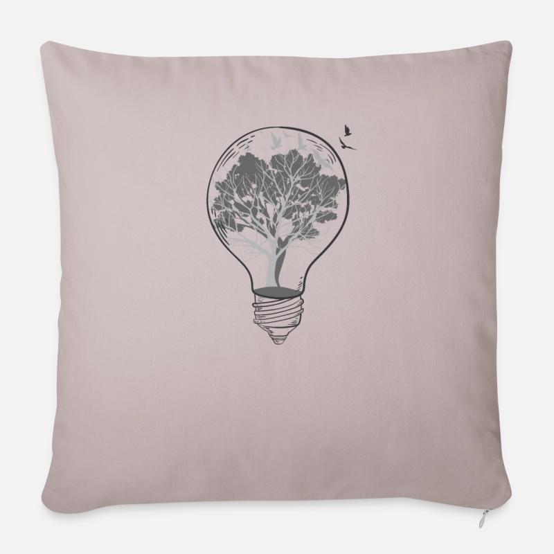Lightbulb Arbres Noir Blanc - Housse de coussin décorative 45 x 45 cm - taupe clair