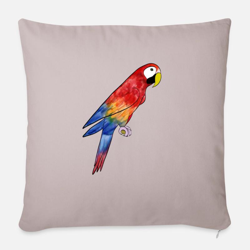 Ara Papagei - Parrot Macaw - Sofakissenbezug 45 x 45 cm - helles Taupe