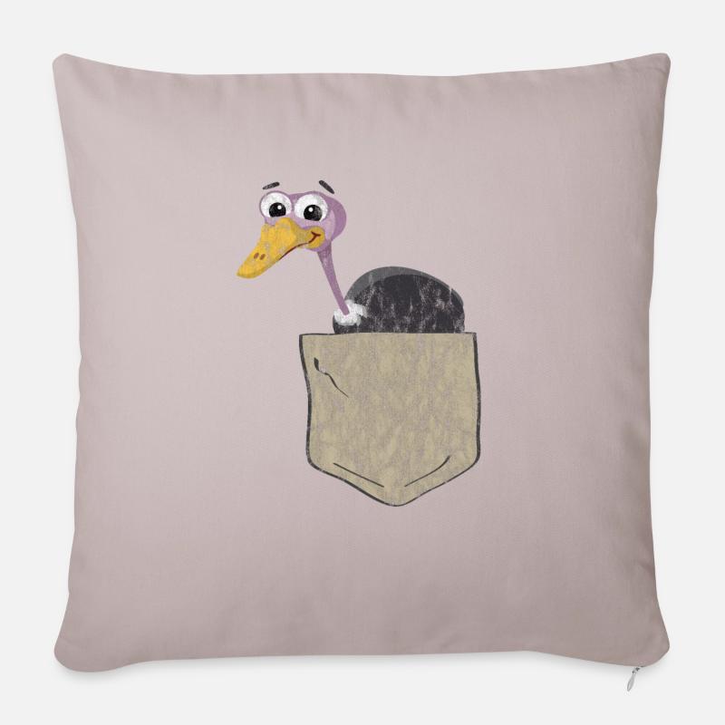 Lustiger Emu in Brusttasche Used Look - Sofakissenbezug 45 x 45 cm - helles Taupe