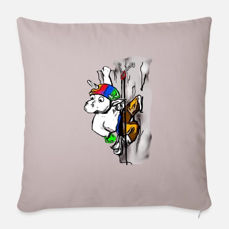 kletterndes Einhorn - Sofakissenbezug 45 x 45 cm - helles Taupe