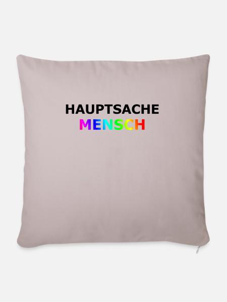 Hauptsache Mensch! LGBTQ+ Menschenrechte T-shirt. - Sofakissenbezug 45 x 45 cm - helles Taupe
