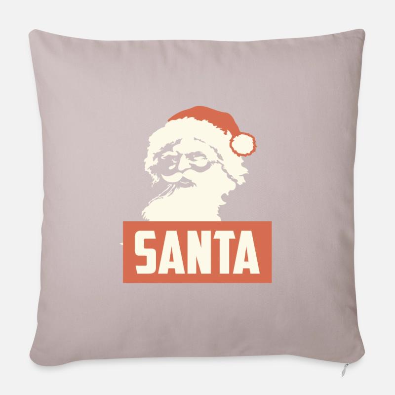 RETRO SANTA WEIHNACHTEN - Sofakissenbezug 45 x 45 cm - helles Taupe
