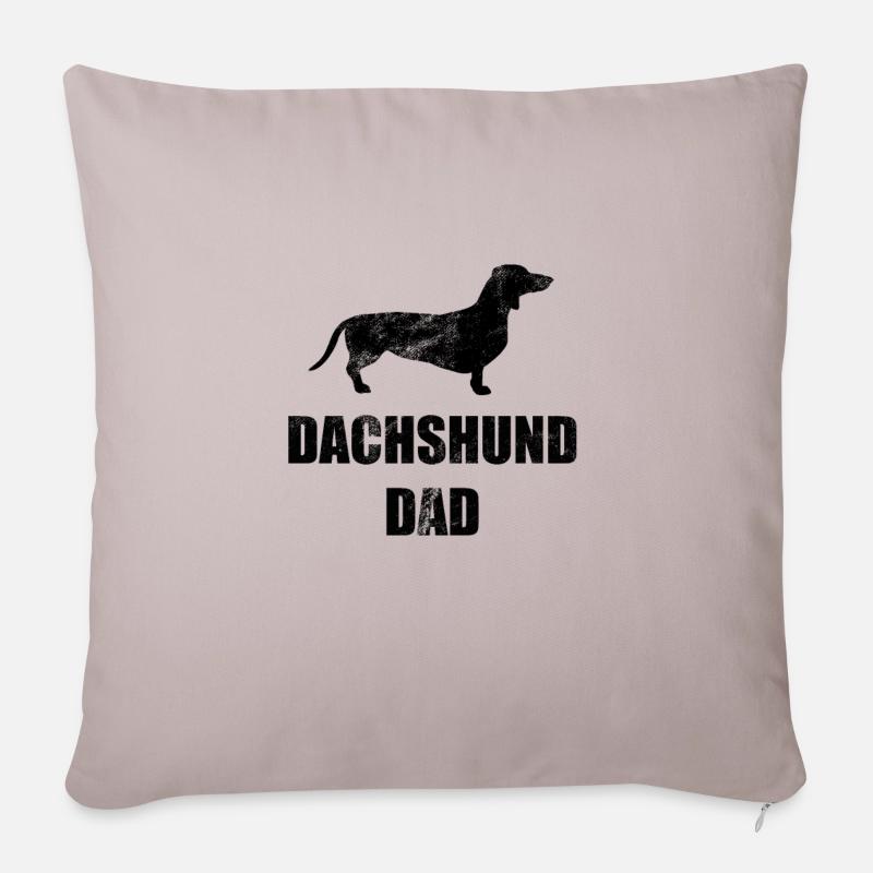 Papa teckel - Housse de coussin décorative 45 x 45 cm - taupe clair