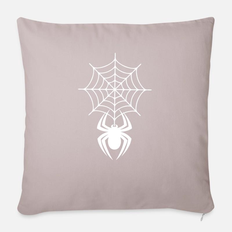 Spinnennetz mit Spinne - Sofakissenbezug 45 x 45 cm - helles Taupe