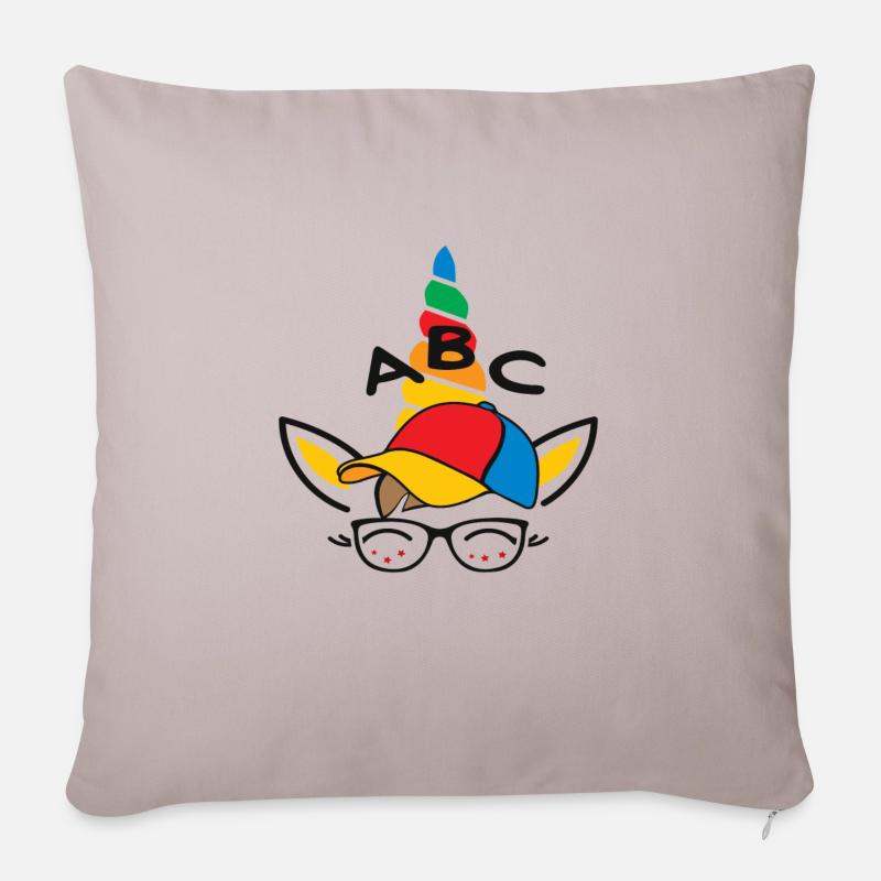 Mon premier jour d'école - Housse de coussin décorative 45 x 45 cm - taupe clair
