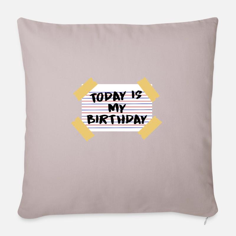 Geburtstag - Sofakissenbezug 45 x 45 cm - helles Taupe