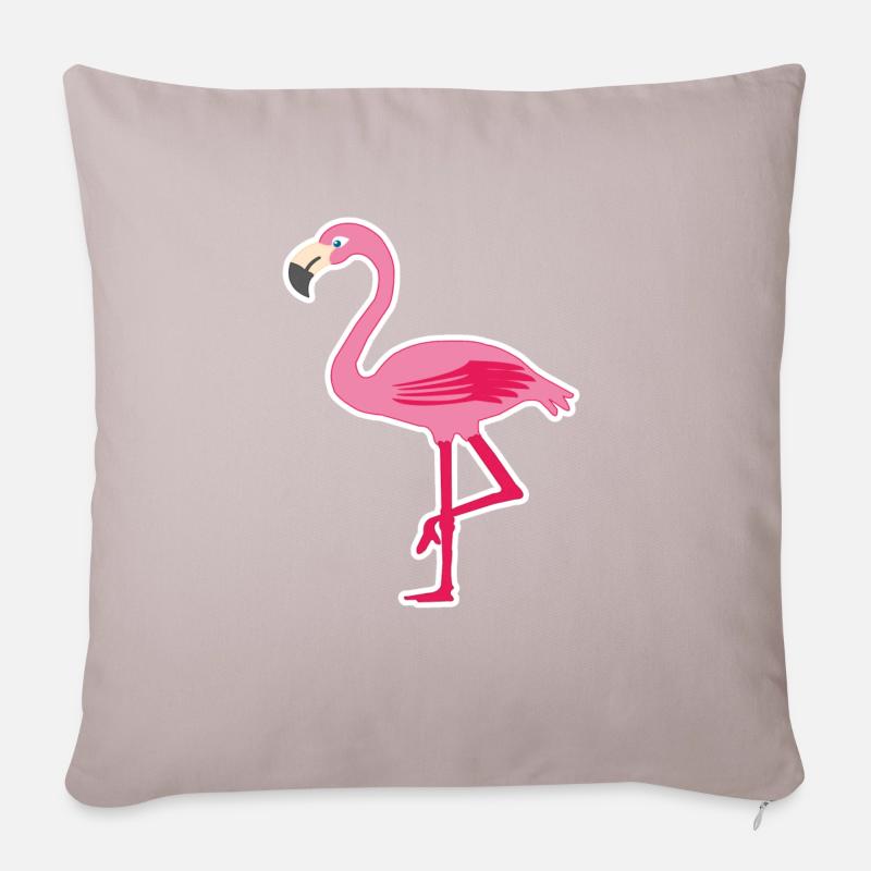 Flamingo pink - Sofakissenbezug 45 x 45 cm - helles Taupe