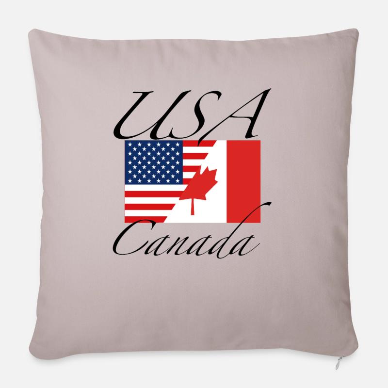 USA Kanada Flagge - Sofakissenbezug 45 x 45 cm - helles Taupe