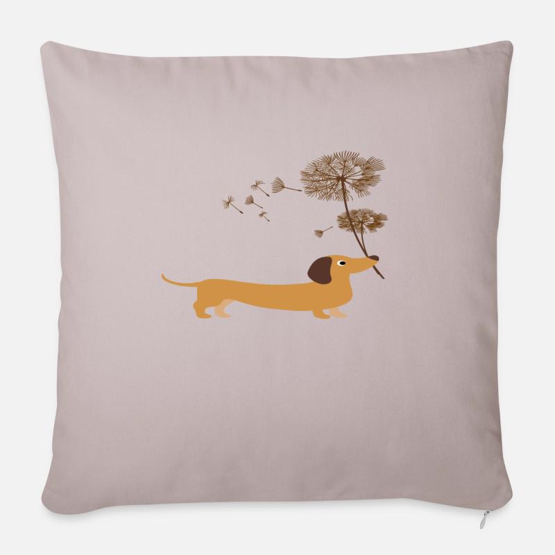 Dackel mit Pusteblume - Dackel shirt geschenkidee - Sofakissenbezug 45 x 45 cm - helles Taupe