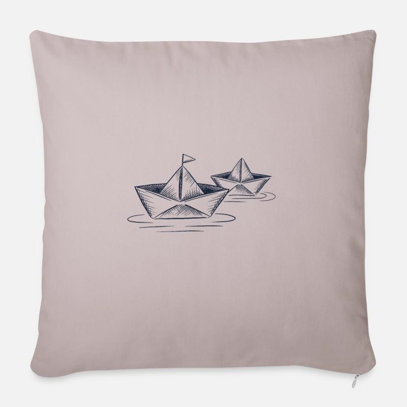 Papier Boote schöne Zeichnung gefaltete Boote - Sofakissenbezug 45 x 45 cm - helles Taupe