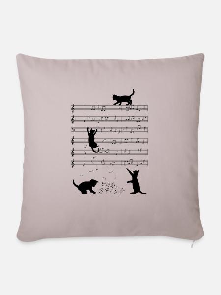 Katzen Musik Noten - Sofakissenbezug 45 x 45 cm - helles Taupe