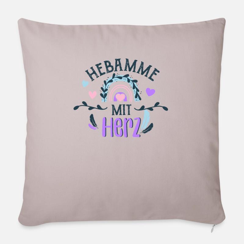 Hebamme mit Herz Geschenk - Sofakissenbezug 45 x 45 cm - helles Taupe