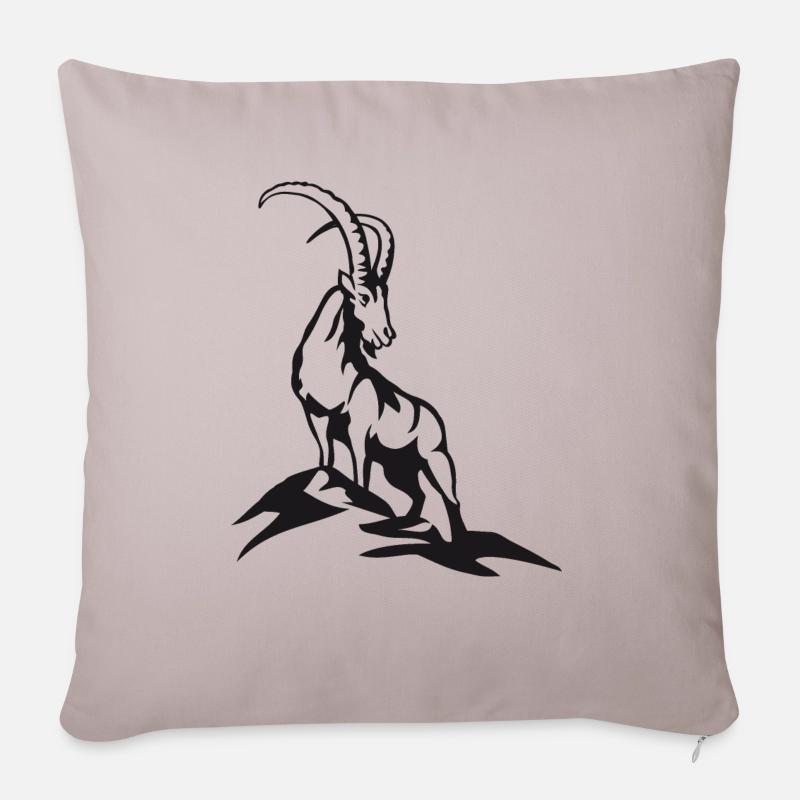 Steinbock in schwarz - Sofakissenbezug 45 x 45 cm - helles Taupe