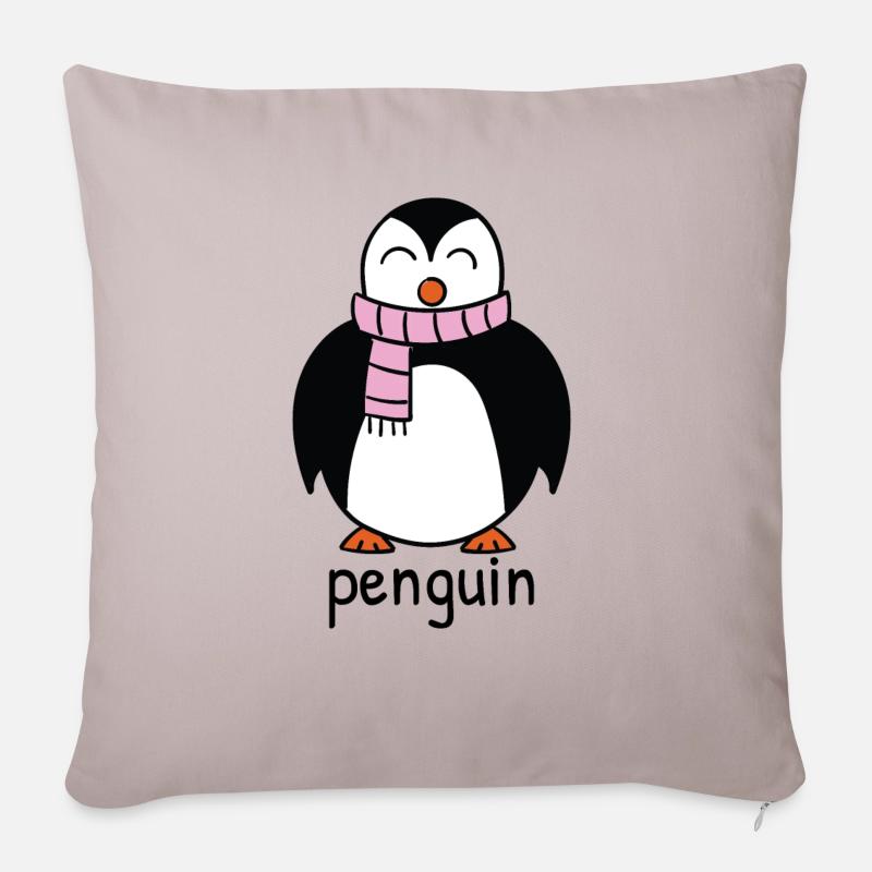 Winterpinguin - Sofakissenbezug 45 x 45 cm - helles Taupe