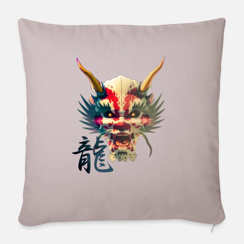 Japan Dragon - Sofakissenbezug 45 x 45 cm - helles Taupe