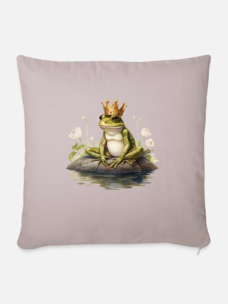 Froschkönig Herz Krone Valentinstag Märchen - Sofakissenbezug 45 x 45 cm - helles Taupe