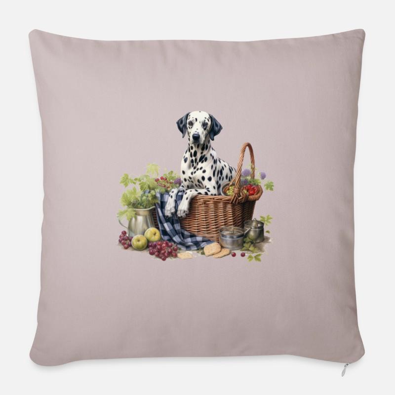 Dalmatiner Hundehütte Cottagecore Picknick Glückseligkeit - Sofakissenbezug 45 x 45 cm - helles Taupe