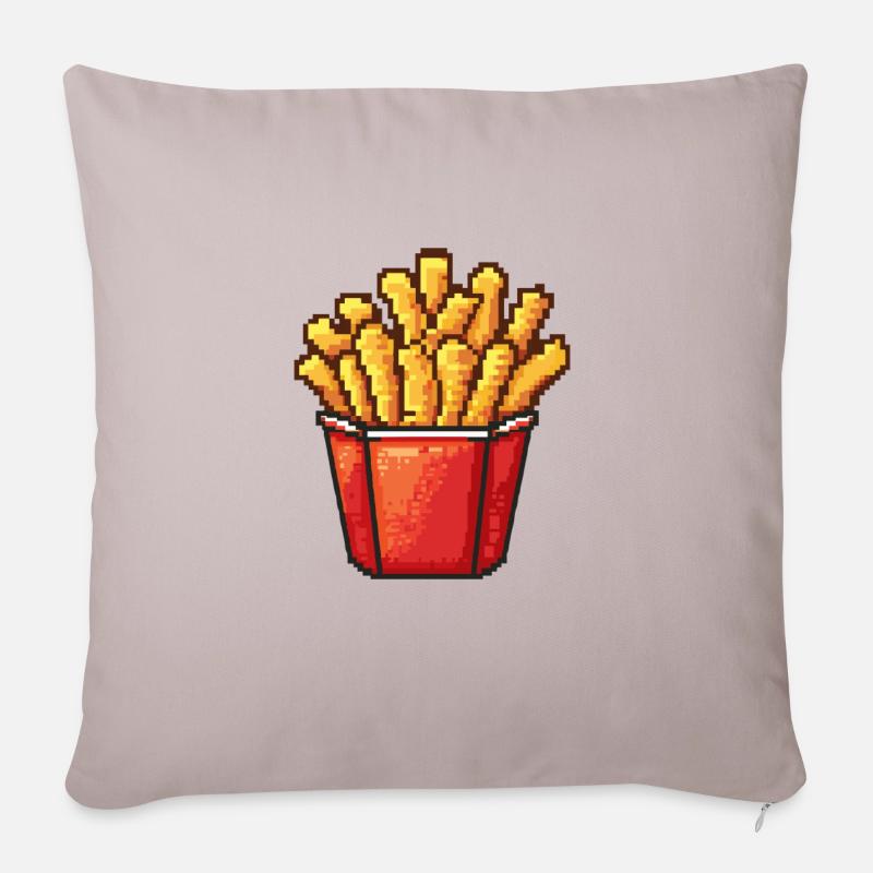 Pommes Pixel Symbol - Sofakissenbezug 45 x 45 cm - helles Taupe