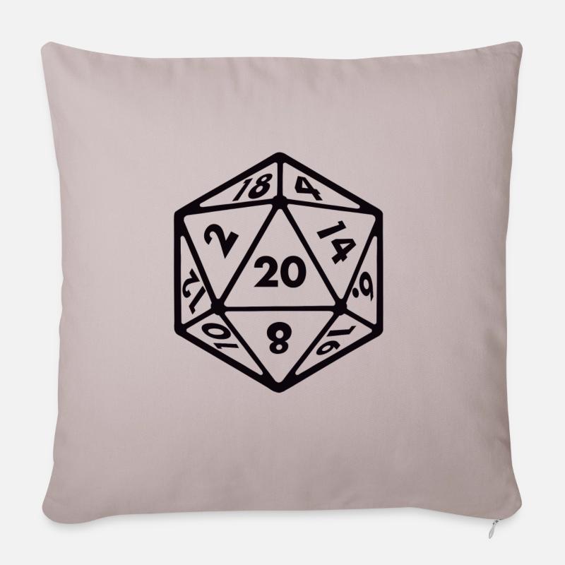 Würfel D20 W20 Tabletop RPG Pen and Paper - Sofakissenbezug 45 x 45 cm - helles Taupe