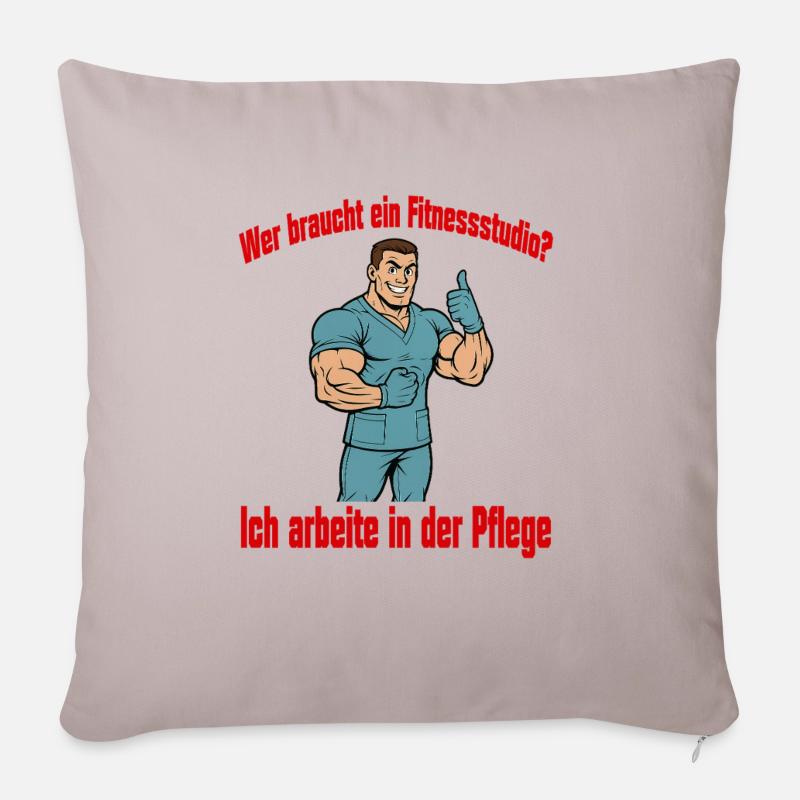 Wer braucht ein Fitnessstudio - Mann - Sofakissenbezug 45 x 45 cm - helles Taupe