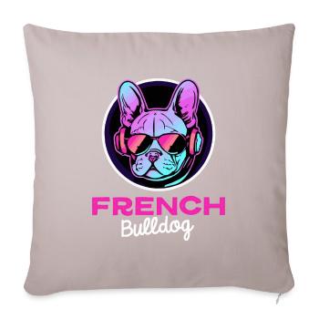 Synthwave Frenchie Bulldog Chien Frenchie - Housse de coussin décorative 45 x 45 cm - taupe clair - Devant