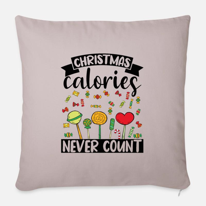 Les calories de Noël ne comptent jamais - Housse de coussin décorative 45 x 45 cm - taupe clair