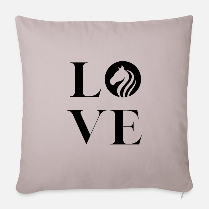 Amour du cheval - Housse de coussin décorative 45 x 45 cm - taupe clair