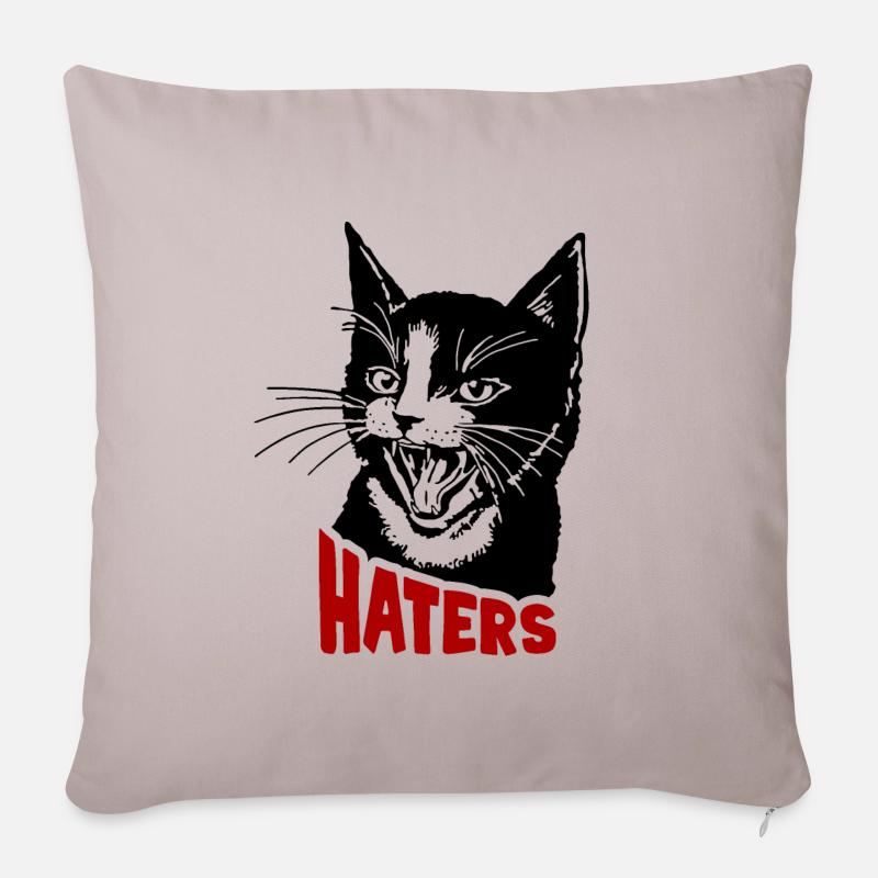 Katze und Hasser - Sofakissenbezug 45 x 45 cm - helles Taupe