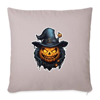 Halloween böser Kürbis mit Hut - Sofakissenbezug 45 x 45 cm - helles Taupe - Vorne