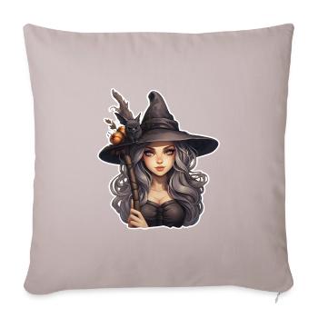 Halloween Hexe - Sofakissenbezug 45 x 45 cm - helles Taupe - Vorne