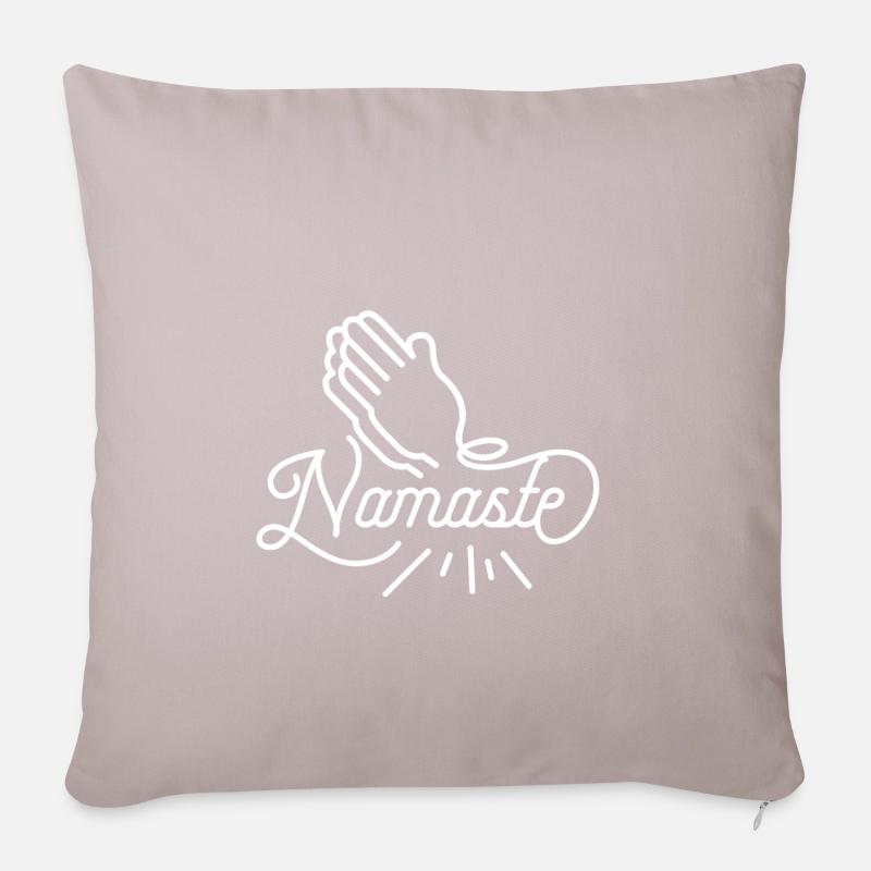 Namaste - Blanc - Housse de coussin décorative 45 x 45 cm - taupe clair