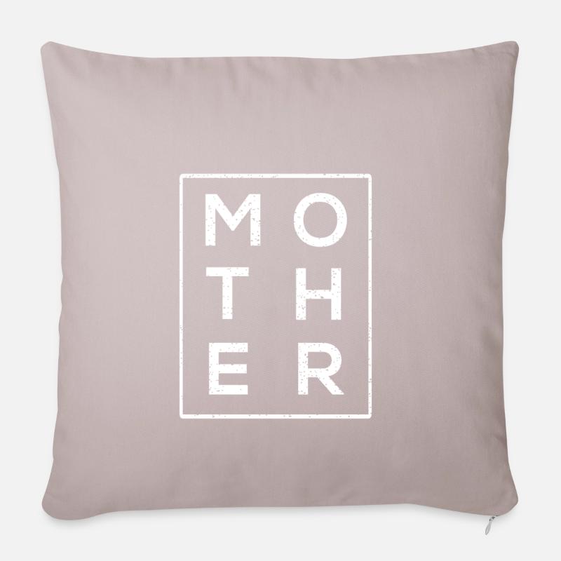 M O T H E R - MAMA - MUTTI - Sofakissenbezug 45 x 45 cm - helles Taupe