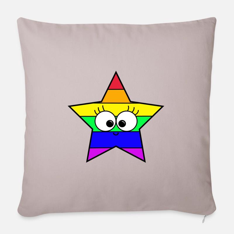 Stern Regenbogen - Sofakissenbezug 45 x 45 cm - helles Taupe
