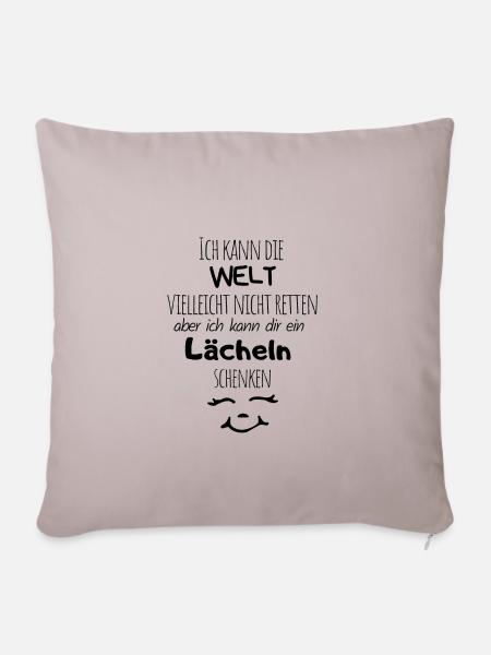 LÄCHELN WELT SCHENKEN - Sofakissenbezug 45 x 45 cm - helles Taupe