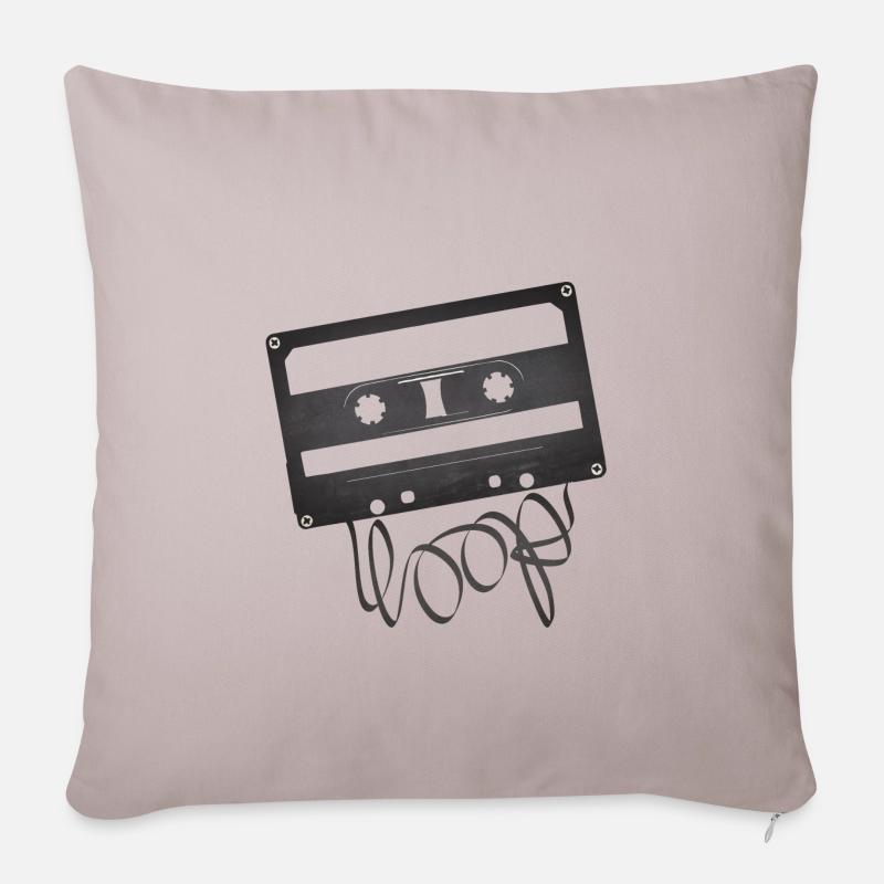 Audio Kassette Loop - Sofakissenbezug 45 x 45 cm - helles Taupe