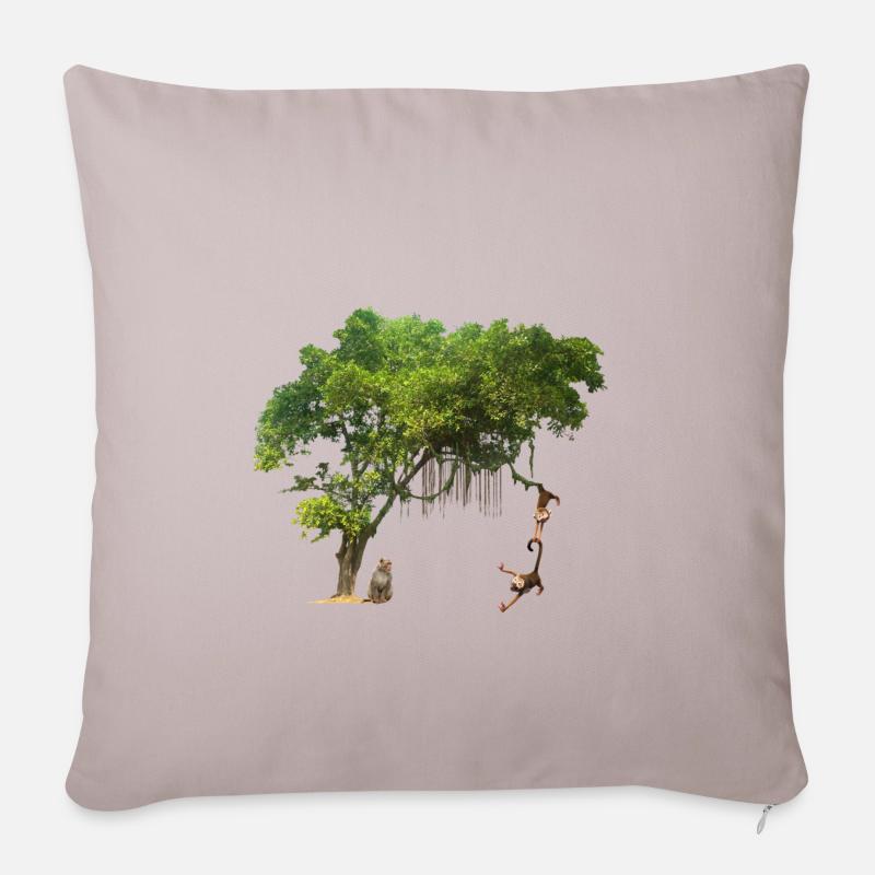 Singe dans la jungle - Housse de coussin décorative 45 x 45 cm - taupe clair