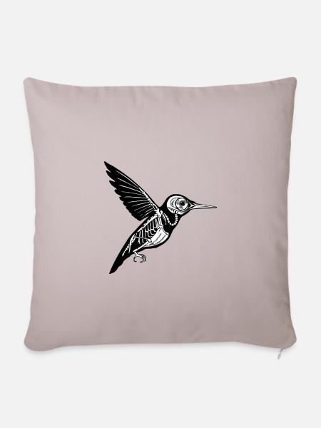 Kolibri Skelett - Sofakissenbezug 45 x 45 cm - helles Taupe