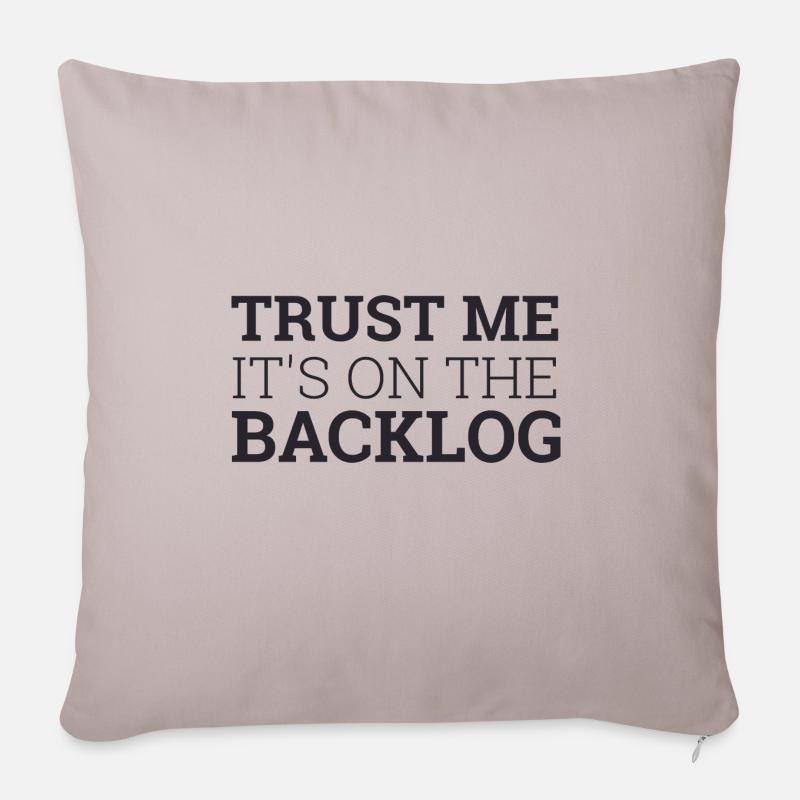 « Backlog » | « Scrum Master » - Housse de coussin décorative 45 x 45 cm - taupe clair