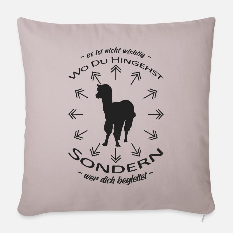 Wandern Spruch Wanderung Alpaka Team - Sofakissenbezug 45 x 45 cm - helles Taupe