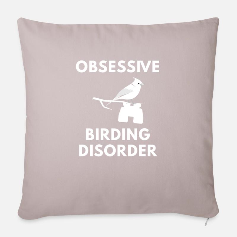 Birdwatching - Vogelbeobachtung - Birding - Vogel - Sofakissenbezug 45 x 45 cm - helles Taupe