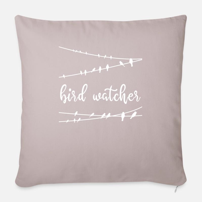 Observation des oiseaux - Observation des oiseaux - Oiseaux - Observation des oiseaux - Housse de coussin décorative 45 x 45 cm - taupe clair