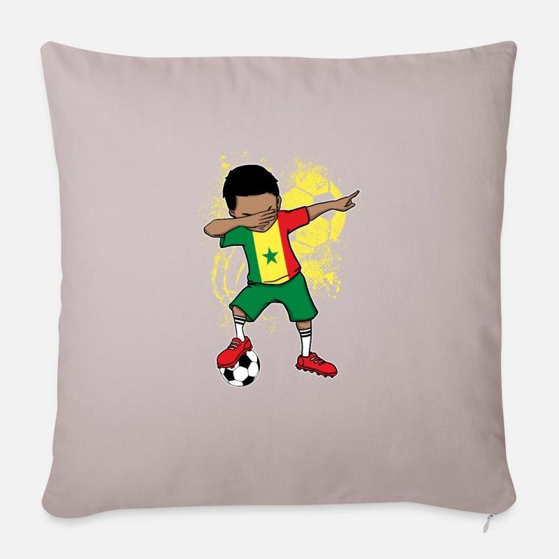 Coupe du monde de l'équipe nationale du Sénégal - Housse de coussin décorative 45 x 45 cm - taupe clair