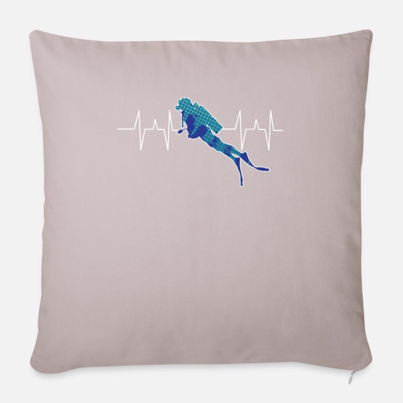 Tauchen - Taucher - Scuba Diving - Herzschlag - Sofakissenbezug 45 x 45 cm - helles Taupe