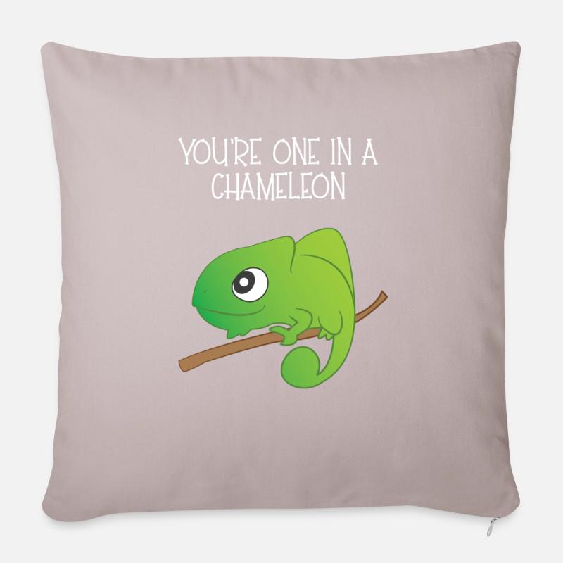 Reptile - Caméléon - Caméléons - Cadeau - Housse de coussin décorative 45 x 45 cm - taupe clair