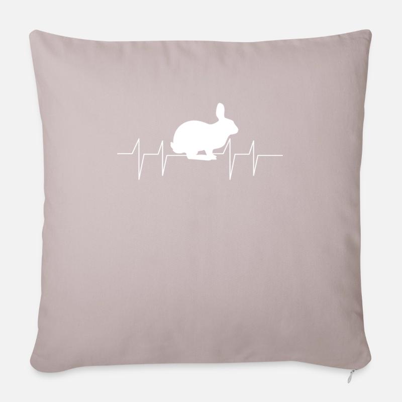 Hasen - Hase - Hasenbesitzer - Herzfrequenz - Sofakissenbezug 45 x 45 cm - helles Taupe