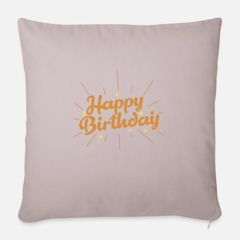 Joyeux anniversaire Anniversaire - Housse de coussin décorative 45 x 45 cm - taupe clair