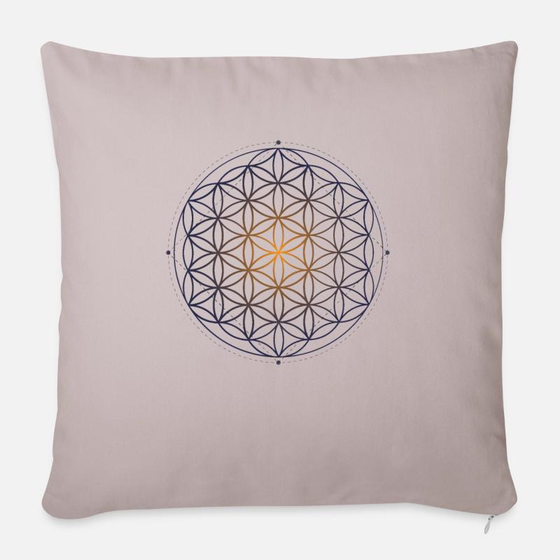 Heilige Geometrie Blume des Lebens Muster der Schöpfung - Sofakissenbezug 45 x 45 cm - helles Taupe