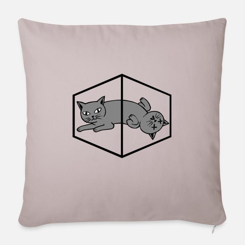 Le chat de Schrödinger - Housse de coussin décorative 45 x 45 cm - taupe clair